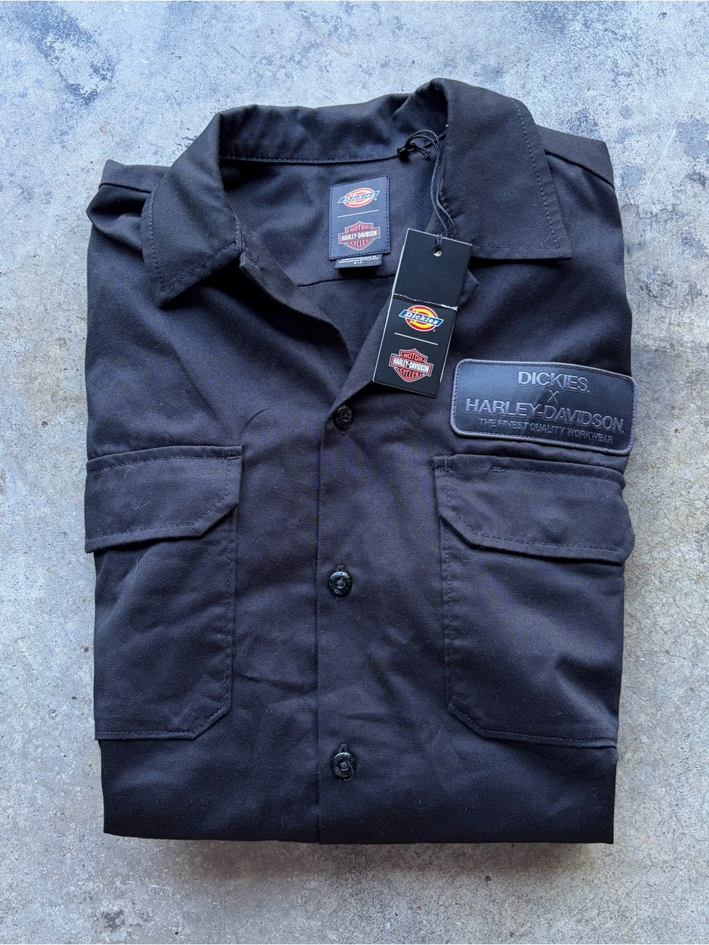Dickies x Harley-Davidson Black Work Shirt mechanic biker New